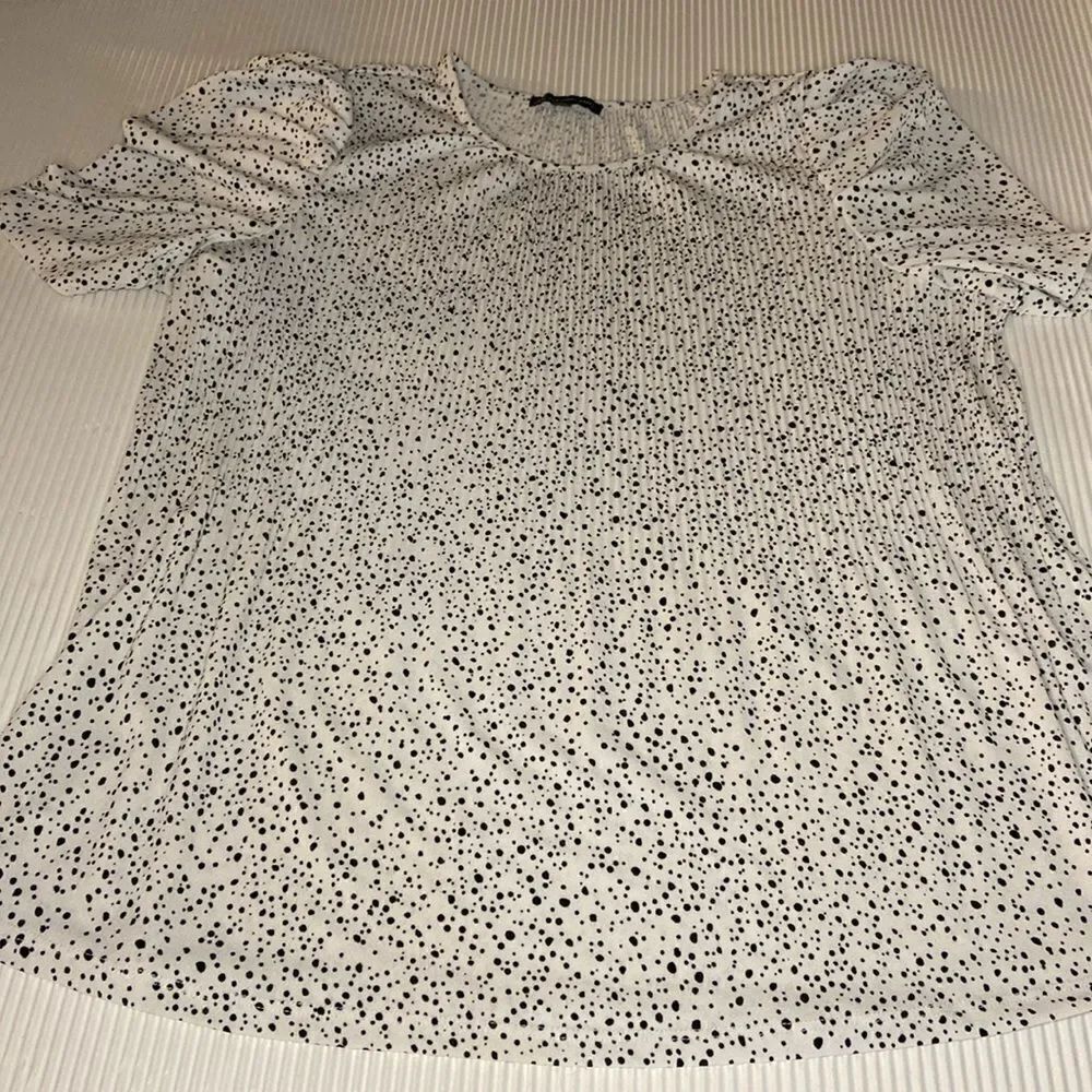 Adrianna Pappell Dotted Blouse Black and White Size L